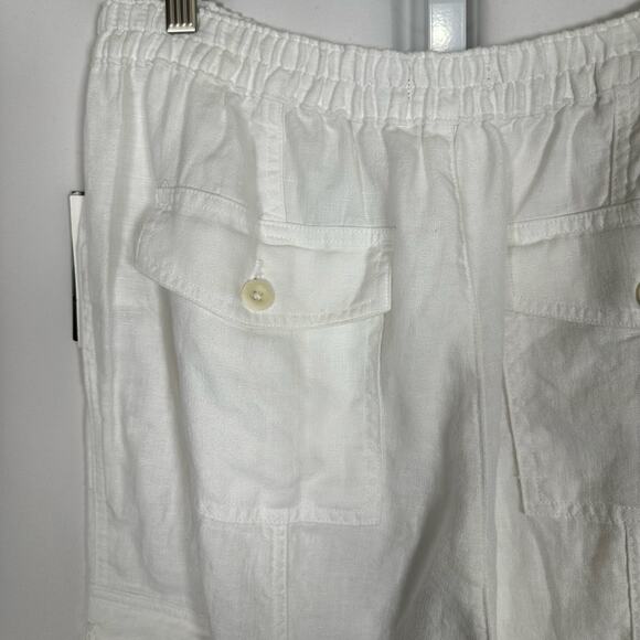 Lauren‎ Ralph Lauren White Linen Cargo Jogger Pants NWT Sz 12 Preppy Coastal - Picture 8 of 13